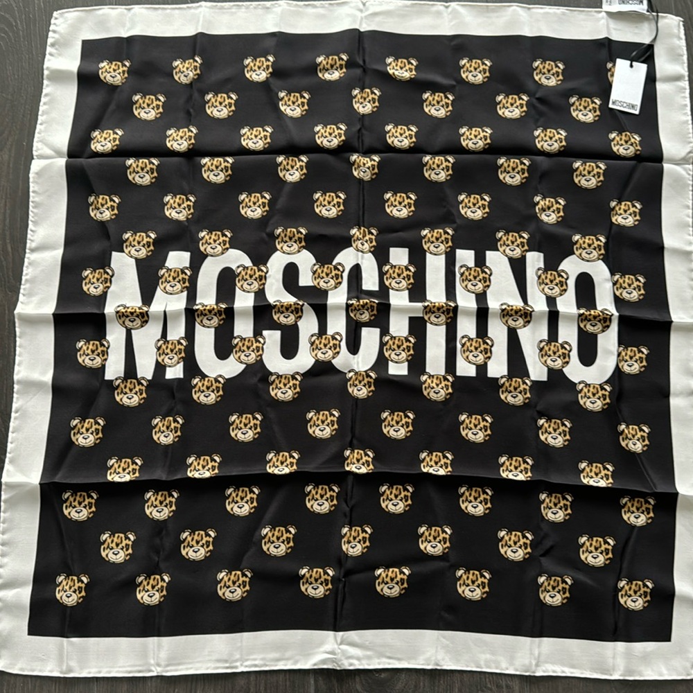 NWT - Authentic - Moschino 100% Silk Scarf